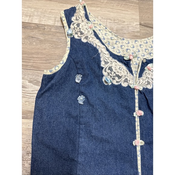 Vtg Handmade Reversible Cottagecore Grannycore Prarie Vest Sz S Lace Floral - Picture 3 of 8